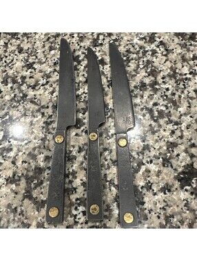 Hammered Steel Rivet Flatware 3 Knives Jefferson Mack Rare Restoration Hardware